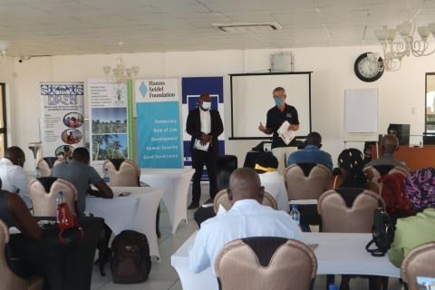 Figure 2: Participants upfront are Hon Paul Mbangu of Rundu Rural constituency and Mr Peter Watson from LAC
